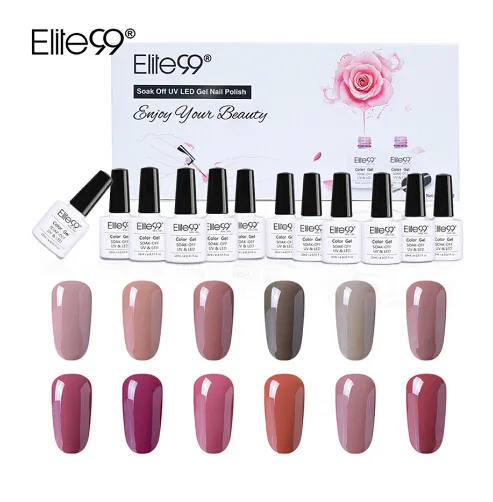 Elite99 12 Stuks Macaron Pure Color Nail Gel Gift Box Vernis Semi Permanente Vernis UV Gel Emaille Soak Off Nail Gel Pools 10ml