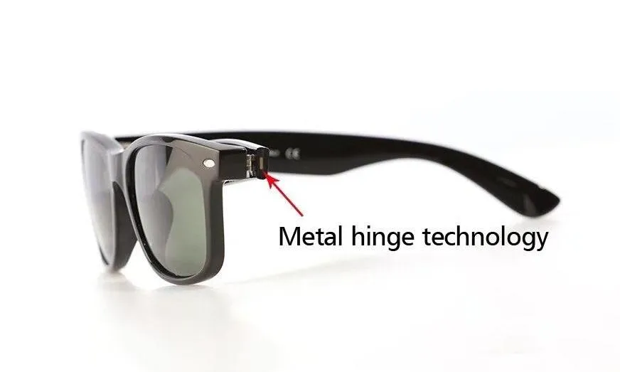 52 mm Matt Polarized Black Frame Blue Lente Sunglasses Lentes de vidro Lentes de aço da praia Glass de sol 3N9232354