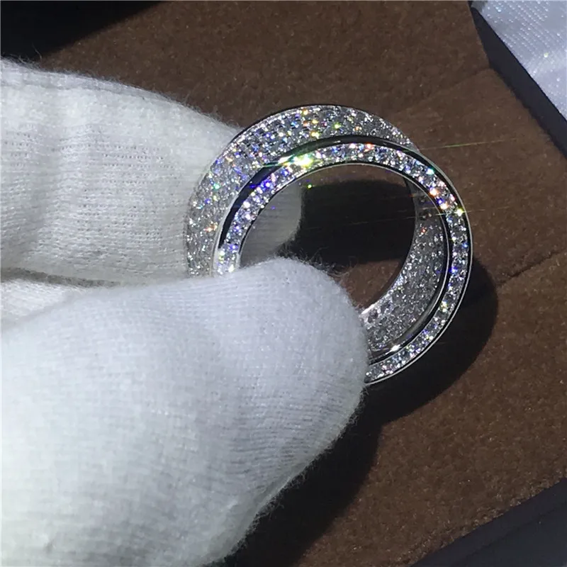 2017 Novas Mulheres Moda jóias Completa Diamonique Cz White Gold Filled Anel de noivado de casamento para as mulheres Presente