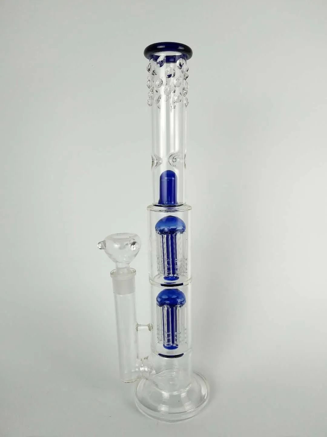 H 16quot Glass Bong QuotSpoiled Greenblue Speranzaquot Double Tree Perc Dome Percolator Water Pipe 18mm skål Big Water Pip6173588