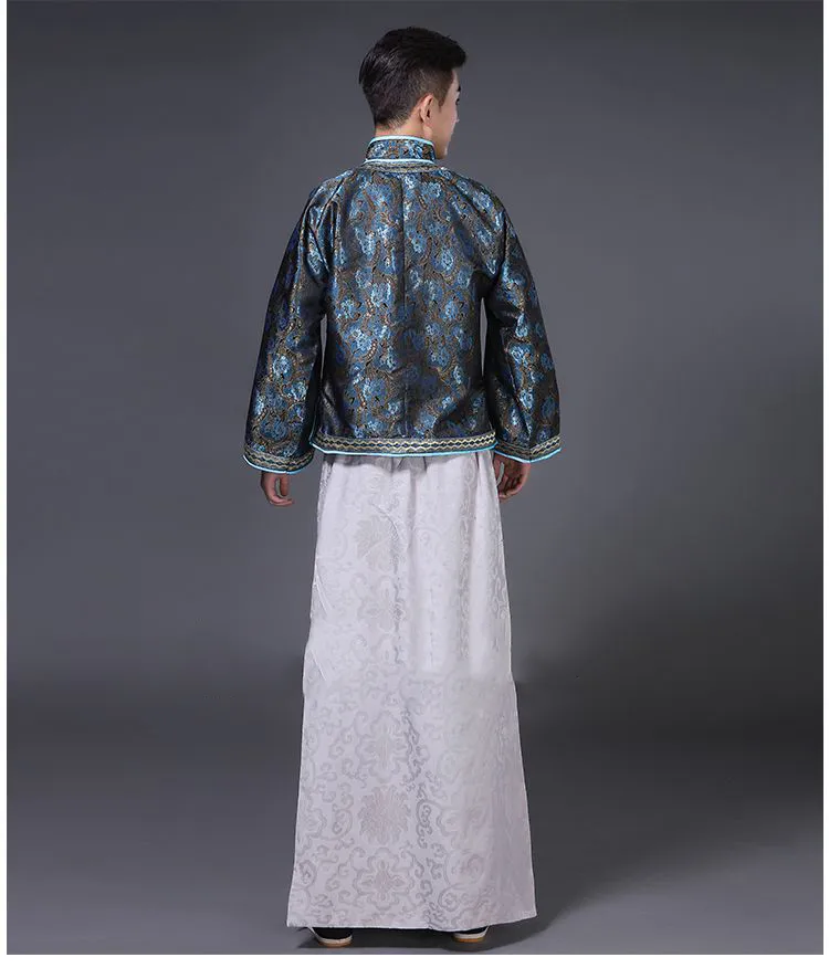 antiga dinastia Qing vestuário Roupa étnica chinesa tradicional chinesa Homens Cheongsam Tang terno traje oriental Hanfu masculino vestido