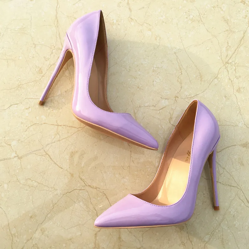 Purple lacquer pointed toe stiletto pumps for women with 12cm heels, slip-on design, medium width, sizes 33-45 from Dhgate Dress Shoes - price 25.13 Purple lacquer pointed toe stiletto pumps for women with 12cm heels, slip-on design, medium width, sizes 33-45 from Dhgate Dress Shoes - price 25.13