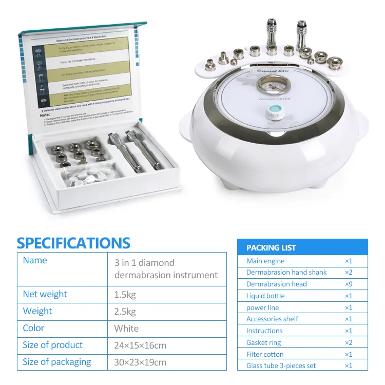 Professional 3 In 1 Portable Diamond Microdermabrasion Machine For Sale
