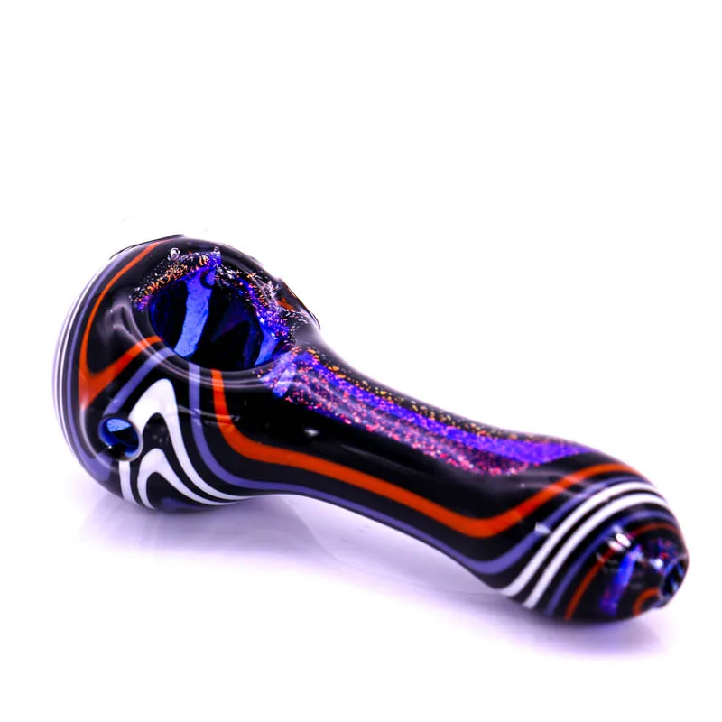 Pipa di vetro a strisce luminose colorate Tubi di fumo piacevoli Mano da 10,5 cm Cucchiaio di nuovo design