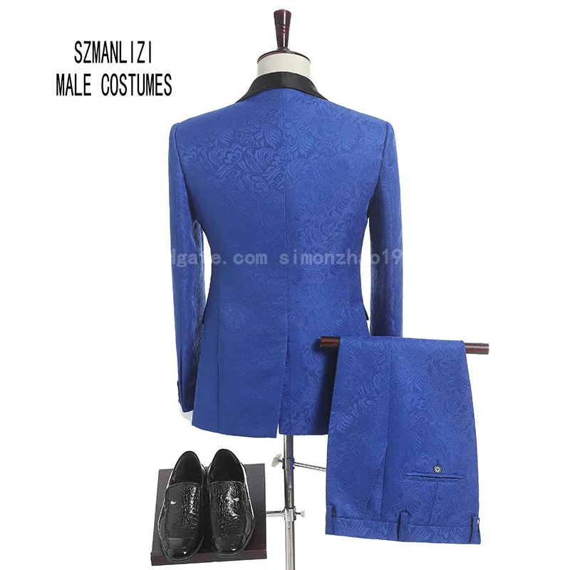 2018 New Arrival Męskie Royal Blue Tuxedos Slim Fit Formalny Gromowy Garnitur Najnowsze Mężczyźni Garnitury Ślubne Groomsmen Custom Made Best Man Oblubieniec