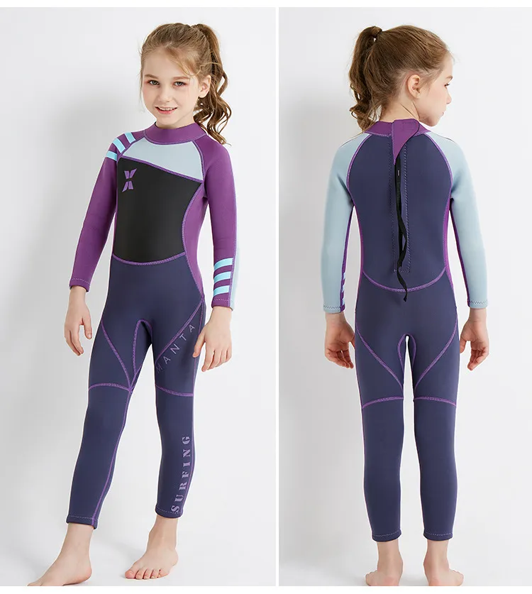 25MM long sleeve diving suit for boy girls children surfing stinger suits snorkeling uv protection bask in wear dive skin winter 4546478