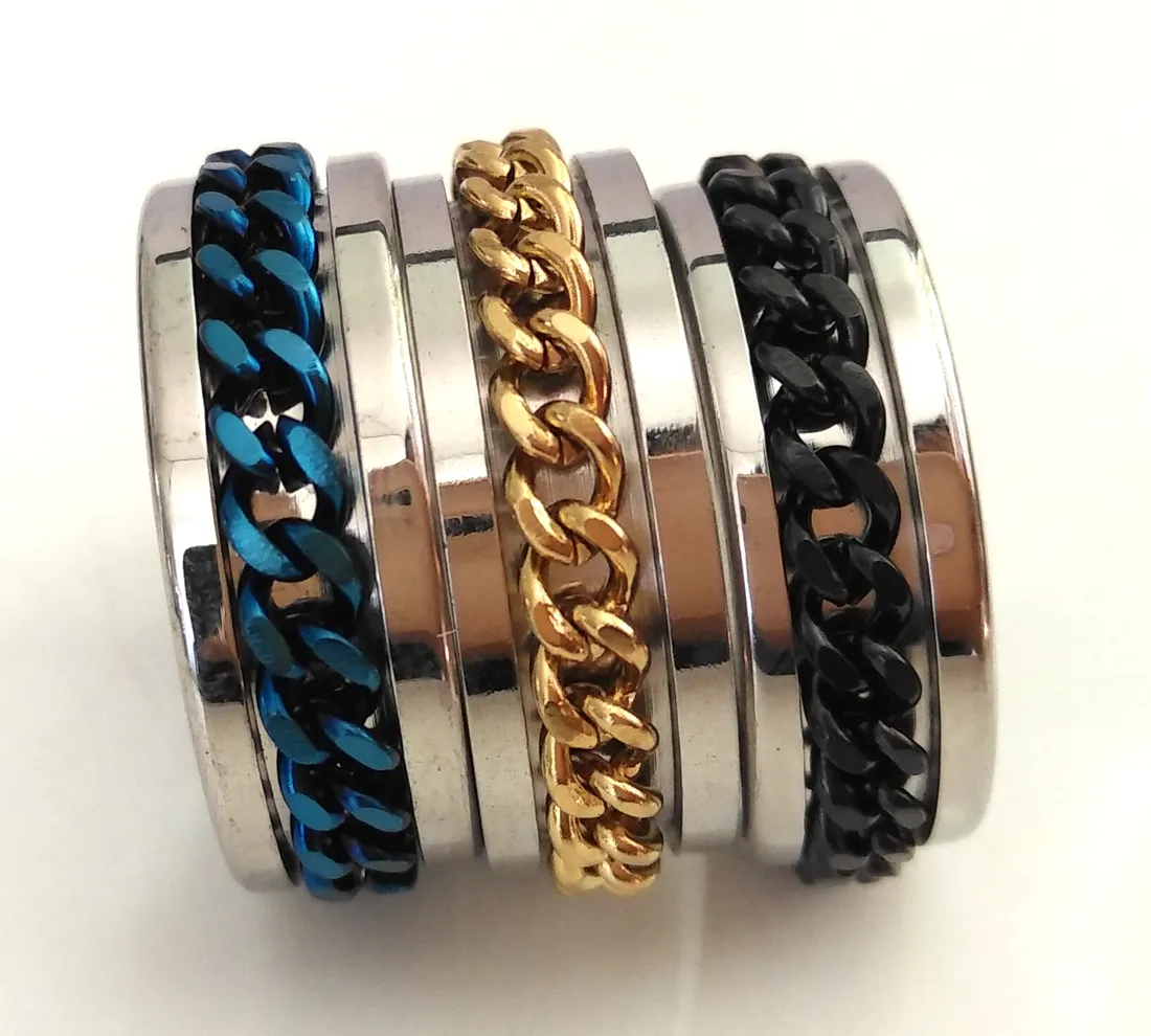 50 stks SPIN kettingring heren Jongen Cool Rock Punk 316L Rvs Spinner Ring Man Accessoires Verjaardagscadeau Kerst Gi230J