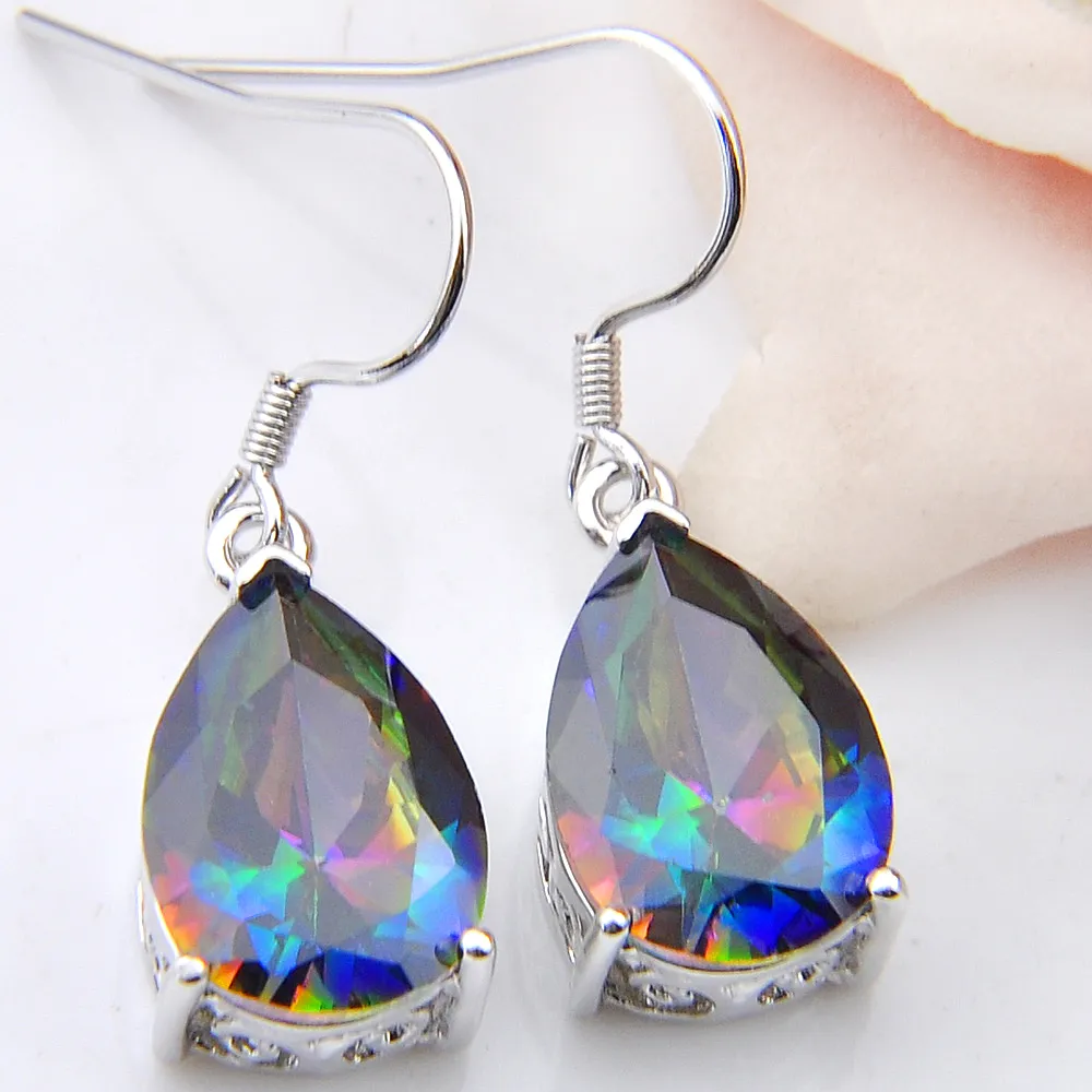 Luckyshine New Arrival Mexican Women's Fashion Earring Forward Hot Sell 925 Silver Rainbow Mystic Topaz Cubic Zirconia Earring