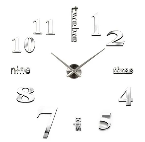 Кварцевые часы мода часы 3d настоящий большой настенные часы бросился зеркало diy стикер гостиная декор