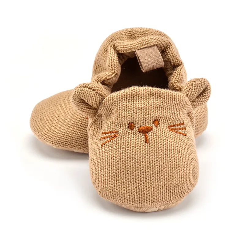 Adorables Zapatillas Infantiles Niño Bebé Niño Niña Cuna de Punto Zapatos de Dibujos Animados Lindo antideslizante Prewalker Zapatillas de Bebé