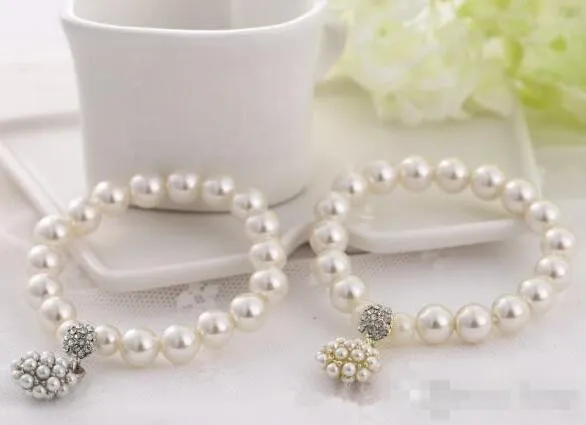 Braccialetto di lusso Braccialetto di fascino perla per perla per perla per donna per le donne signora ragazza Bellissimo braccialetto elastico Braccialetto Bella nozze gioielli