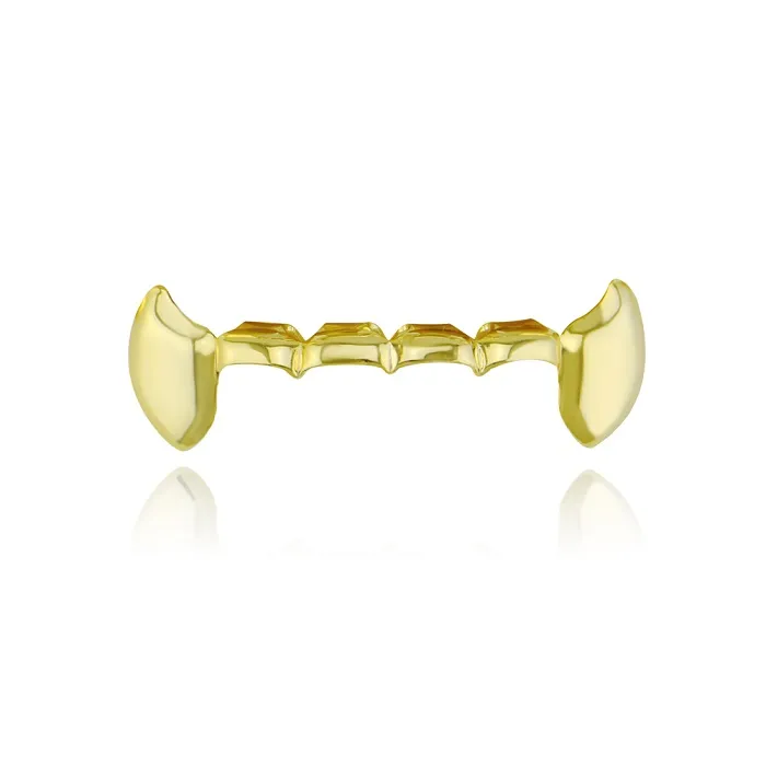 hip hop smooth grillz real gold plated dental grills Vampire tiger teeth rappers body jewelry four colors golden silver rose gold gun black