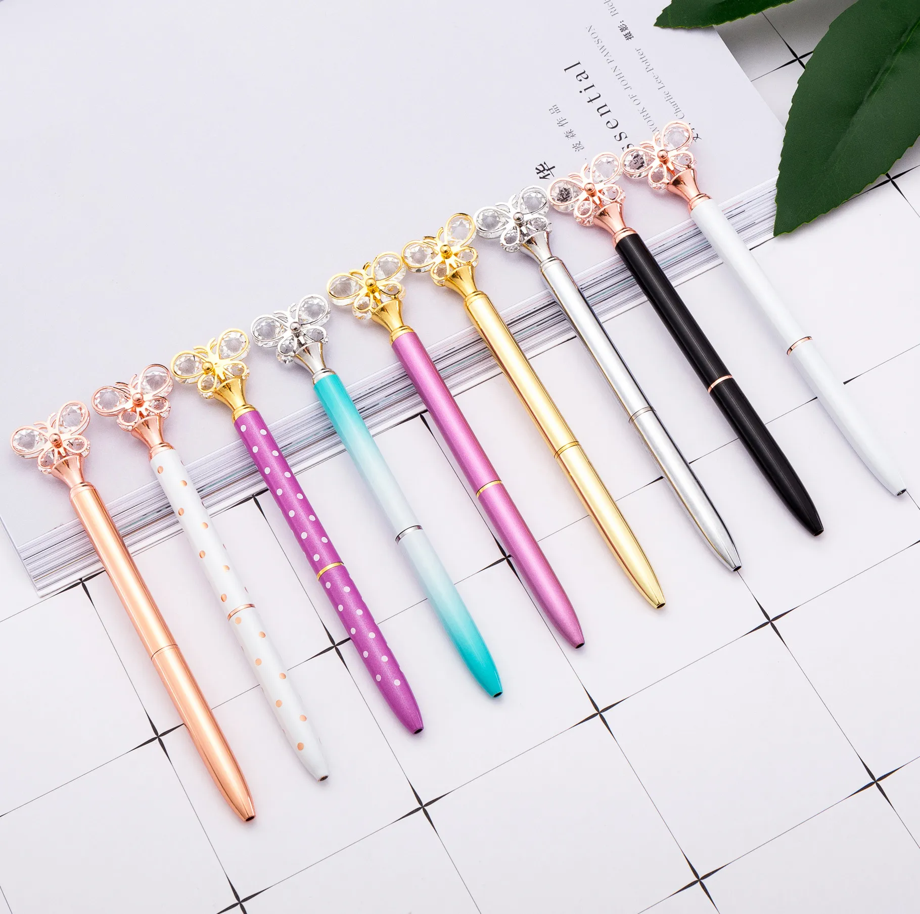 INS moda cristal mariposa bolígrafo gel bolígrafo niñas regalo escritura suministros estudiante recuerdo WJ035