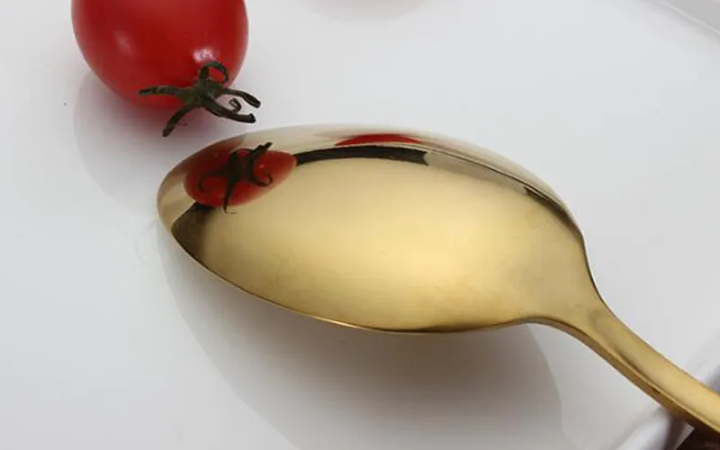 Nowe złoto sztućce łyżka rozwidlenia nóż łyżka do herbaty Matte Gold Ze Stali Nierdzewnej Food Silverware Obiad Naczynie