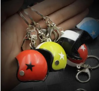 3D Car Motorcycle Bicycle Helmet KeyChain Ring Keychains Keyring