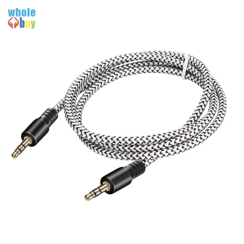 3.5mm Jack Aux Cable do iPhone 6 Samsung MP3 3,5 mm Samochód Kabel Audio Kolorowe Nylon Słuchawki Aux Cord 1M 400 sztuk / partia