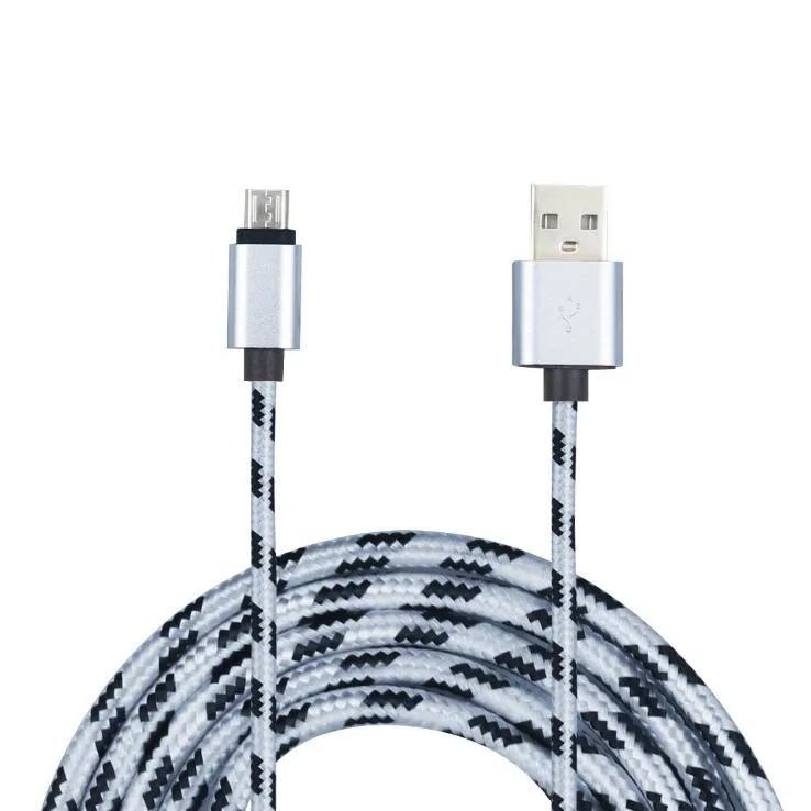 Flätad nylon typ C Kabel Micro USB-dataskaddkabel 1m 2m 3m kablar för Samsung S6 S7 S8 Plus MacBook HTC Android-telefon