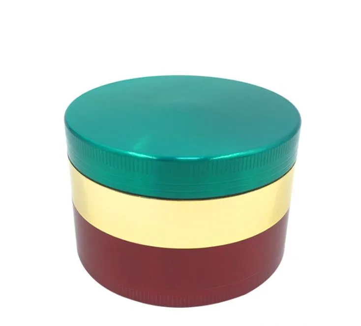 Color flat smoke mill 63mm/52mm zinc alloy grinder metal four layer smoke cutter