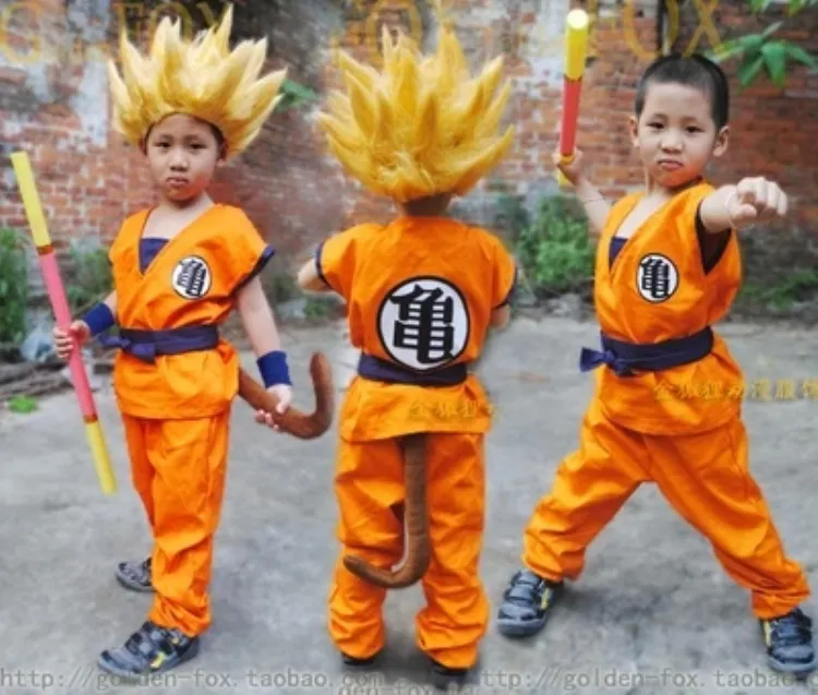 Costumes de cosplay Dragon Ball Son Goku pour enfants, vêtements imbibés,  haut, pantalon, ceinture, queue, manchette, ultraviolet, adulte, enfants,  Halloween, nouveau - AliExpress