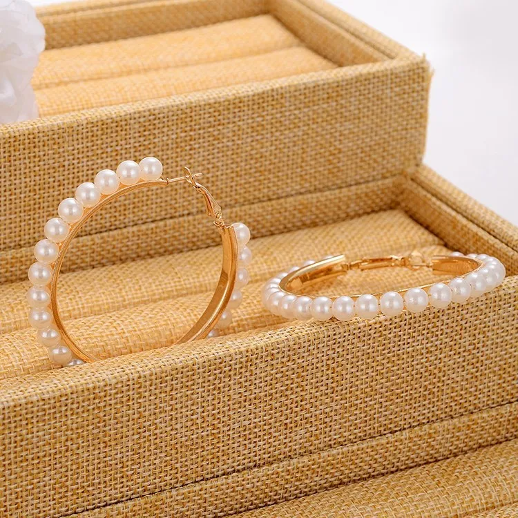 Gorący Sprzedawanie Nowy Piękny Moda Ładna Pearl Circle Kolczyki Pearl Kolczyki Dla Kobiet Moda Biżuteria Darmowa Wysyłka HJ173