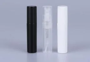 1000 개 2 미리리터 미니 샘플 휴대용 플라스틱 향수 병 투명 블랙 화이트 컬러 스프레이 리필 병 명확한 빈 작은 병