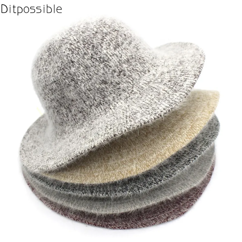 Ditpossible nouveaux chapeaux de seau d'hiver pour femmes casquettes de fourrure gorro chapeau de pêche femme vent bord panama chapeaux dames élégantes chapeaux D18110601