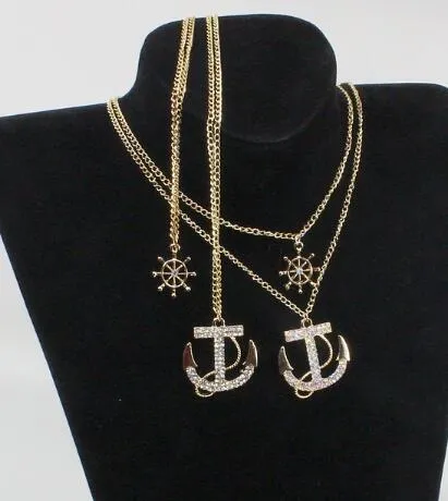 chaud nouvelle chaîne d'ancre de bateau de mode cargo marine collier chaîne de pull double couche bijoux coréens collier de mode classique délicat