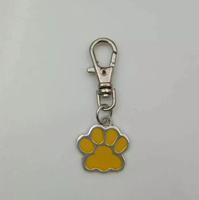 Emaille katten/hond pootafdrukken Sleutelhanger-Mode sieraden Tibetaans zilveren Beer pootafdruk bedel Tennis hanger sleutelhanger ring Sleutelhanger A1