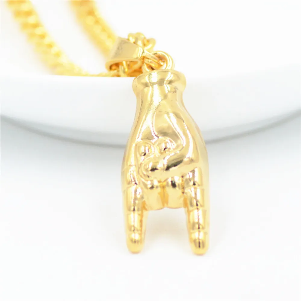 Uodesign nieuwe gouden kleur mano cornuto hanger ketting ketting boksketen gesteente gehoornde hand charm kettingen hiphop sterren sieraden cadeau4131475