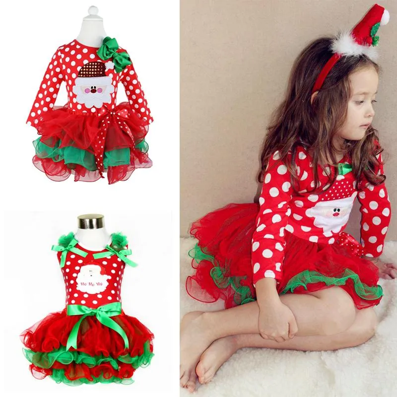 Vêtements pour enfants 2018 Bébé Filles Père Noël Robe En Tulle Pour Le Bébé Costume De Fête De Noël Enfants Filles Princesse Arc Robes Tutu Robe