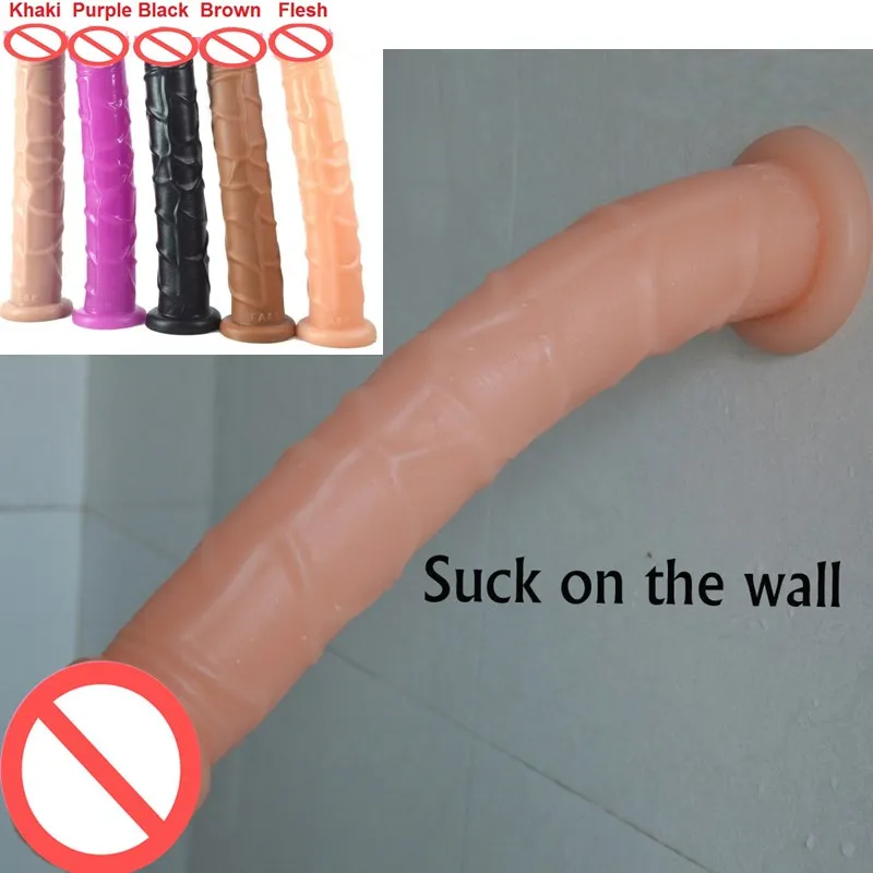Realistisk 33cm lång dildo med sugkopp konstgjord penis kuk vagina plugga g spot stimulera kvinnlig onani sex leksak för kvinnor 5 c