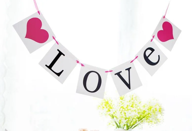 Красный баннер любви овсянка с 2 сердца для свадьбы, предложение, дата, День Святого Валентина