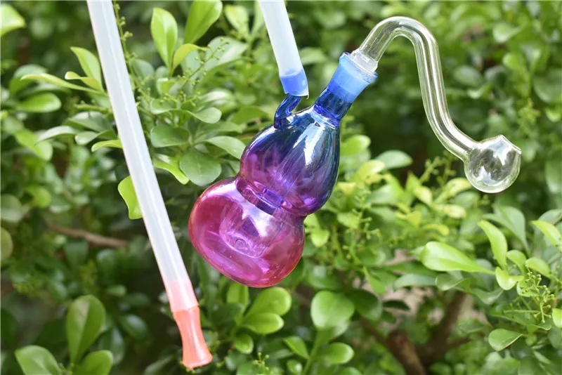 colorato Mini piattaforma petrolifera Bong Thick Heady Glass Bubbler Dab Rigs 10mm femmina piccolo tubo per l'acqua con tubo in silicone bocca drop tip