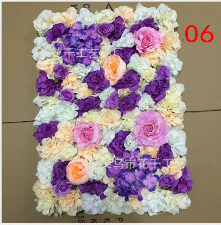 10 stks / partij 60x40cm romantische kunstmatige roos Hydrangea hortensia bloem muur voor bruiloft fase en achtergrond decoratie vele kleuren