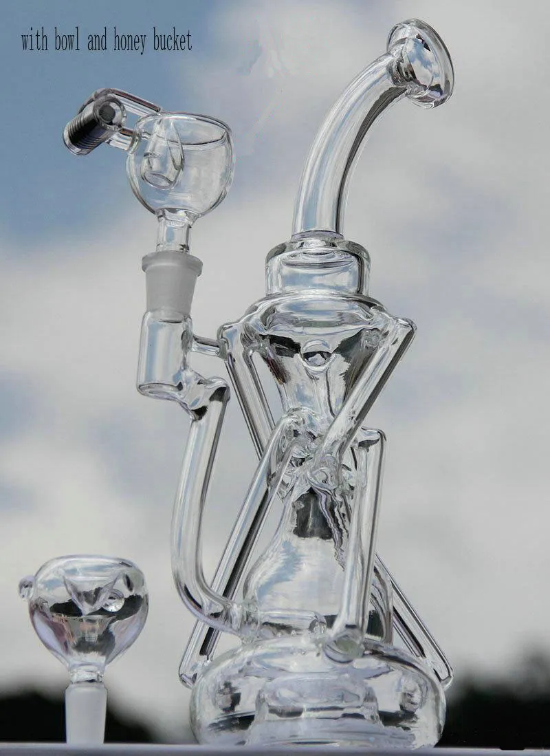 ボン！ Glass Bong Recycler Water Pipe High Quality Oil Rigs Hybrid Hand Hand Make Glass Art Builting in Claim Catchers