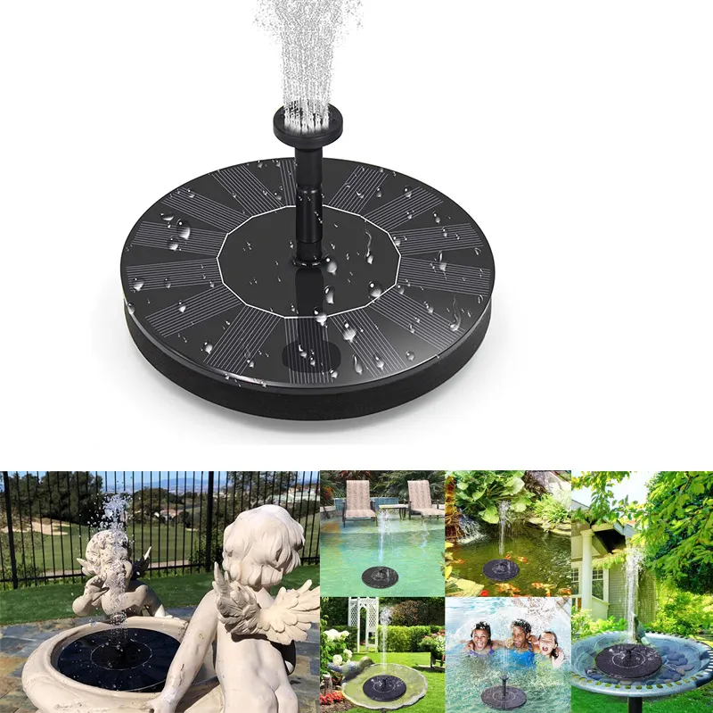 Solar Garden Fountain Pump Free Standing Bird Bath Water Pumps 1.4W för poolen
