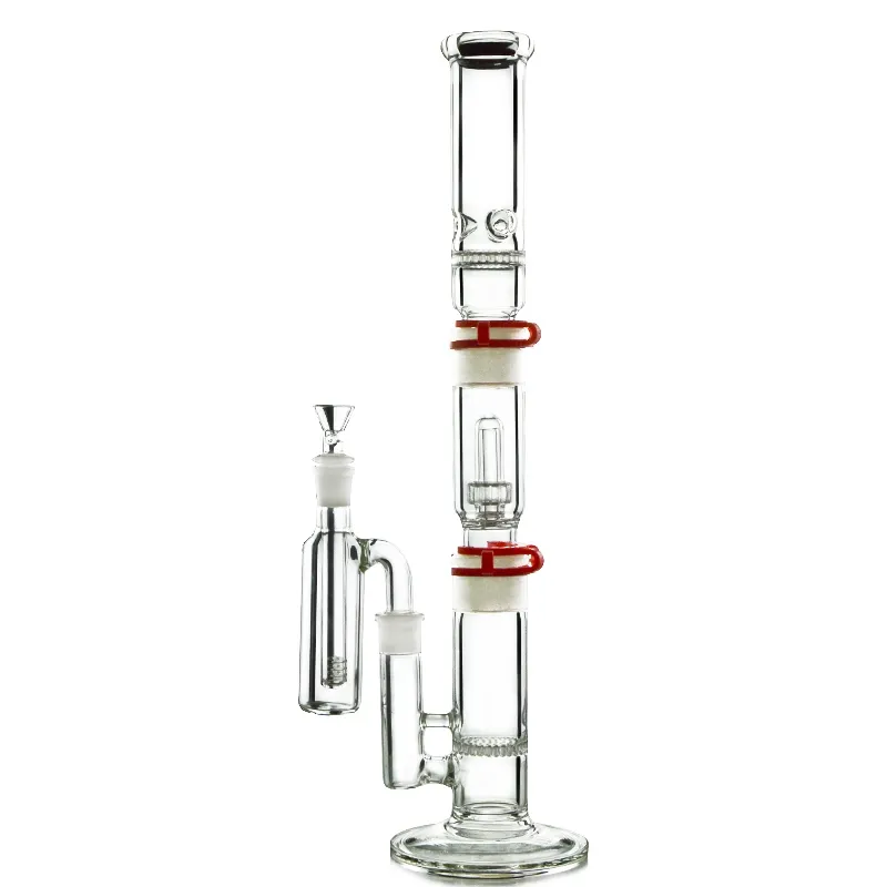 Hookahs Perc Glass Bongs 3 Chambers Plastic Keck Bongs Dome Showerhead Dab Rigs and Ash Cathch Water Pipes WP522