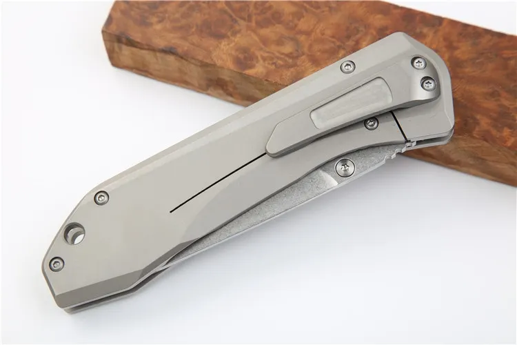 High End 761 Pocket Folding Mes S35VN Stone Wash Blade TC4 Titanium Legering Handvat Kalbekers Messen