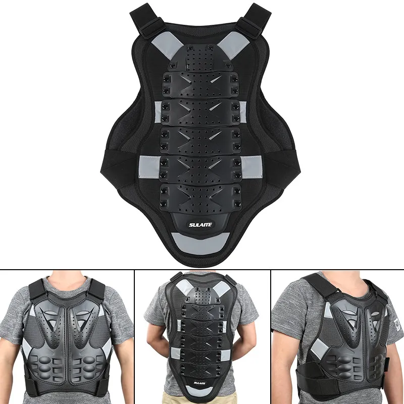 Motorcycle Armor Black Motorcross Back Protector Skating Snow Body Armour Spine Guard XL L Moto Jacket Car Accessories Armor1286S