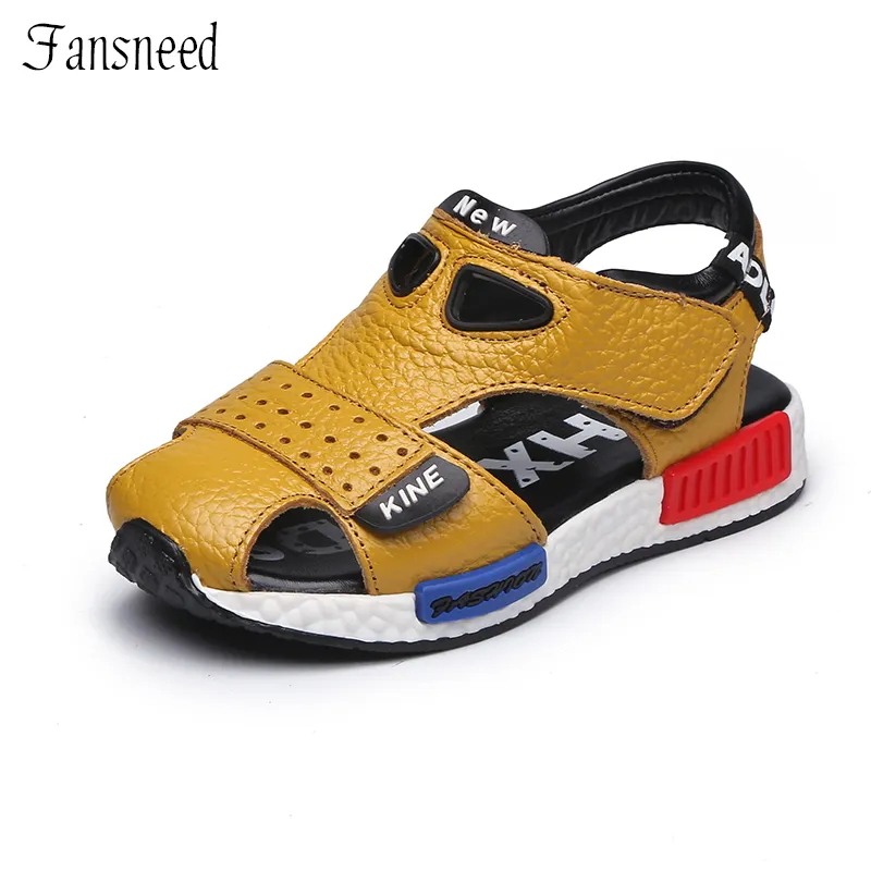 2017 genuine leather male child toe cap covering sandals child sandals cowhide children baby toddler shoes children shoes