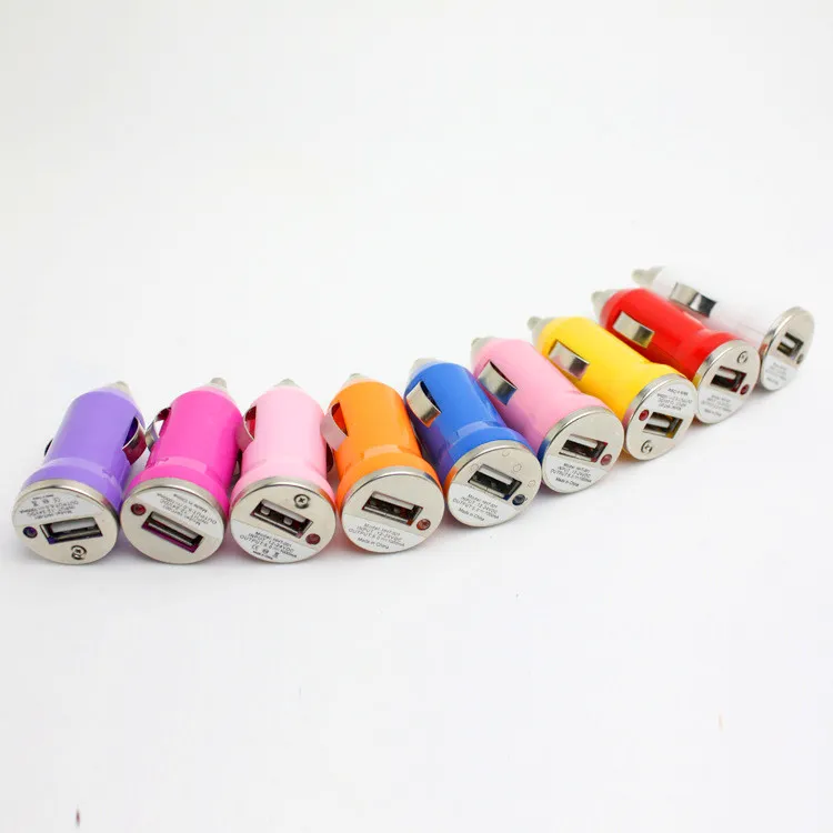 Universal Bullet Mini Car Charger USB Charger Adapter for IPOD Iphone USB Charging Adapters Smart Phone Chargers For Samsung s10