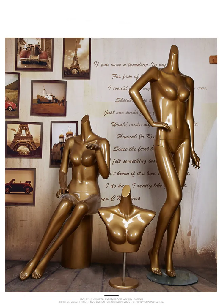 Grosses soldes!! Mannequin féminin doré à la mode, corps complet, vente directe d'usine