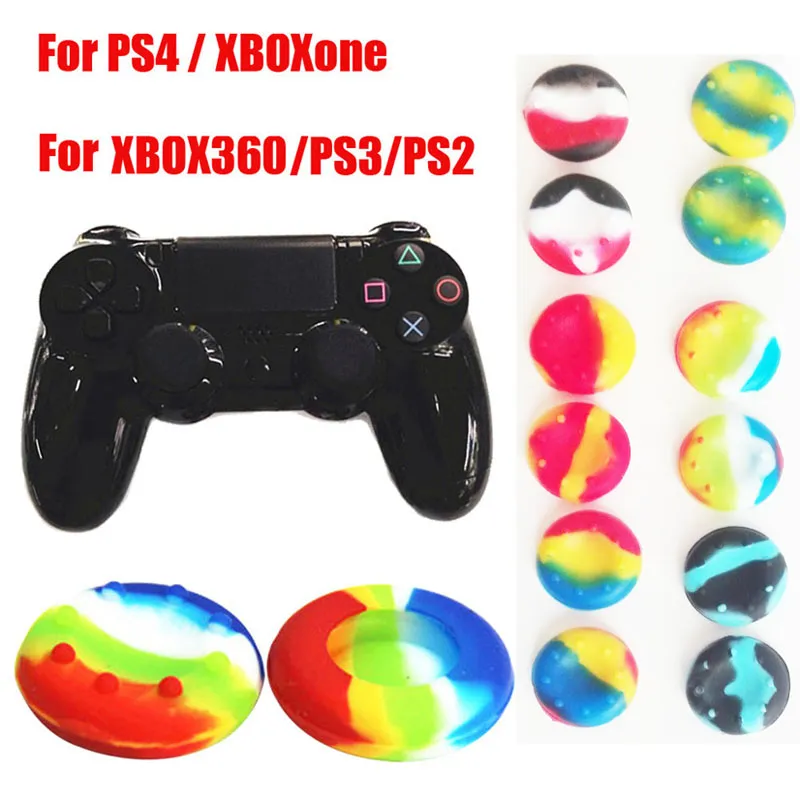 PS5 Xbox One 360 ​​PS4 PS3 CAMOUFLAGE THUMBERSTICK COVER DHL FEDEX UPS 무료 배송을위한 카모 스트라이프 멀티 컬러 실리콘 썸 그립 조이스틱 캡 케이스