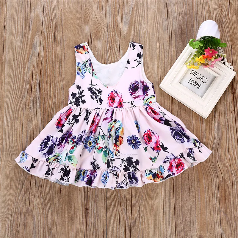 Elegante Mädchen Kleider 2018 Sommer Kleinkind Mädchen Prinzessin Kleid Floral Rüschen Party Kleid Sommerkleid Boutique Kinder Kleidung Kinder Kleidung