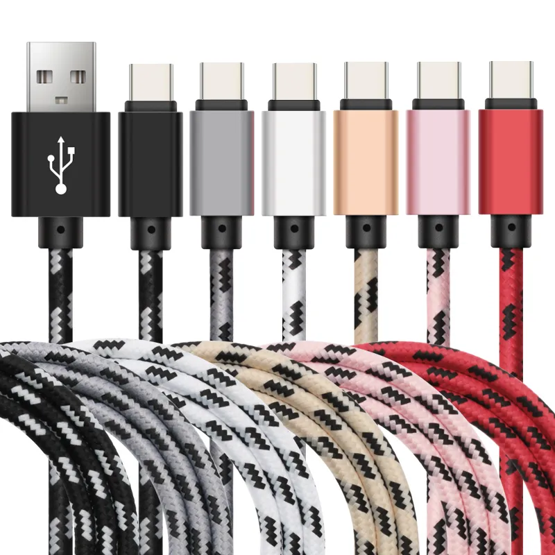 Cavi USB da 1 m 2 m 3 m 25 cm Cavo telefonico per sincronizzazione dati a ricarica rapida Cavo micro USB-C di tipo C per telefoni cellulari