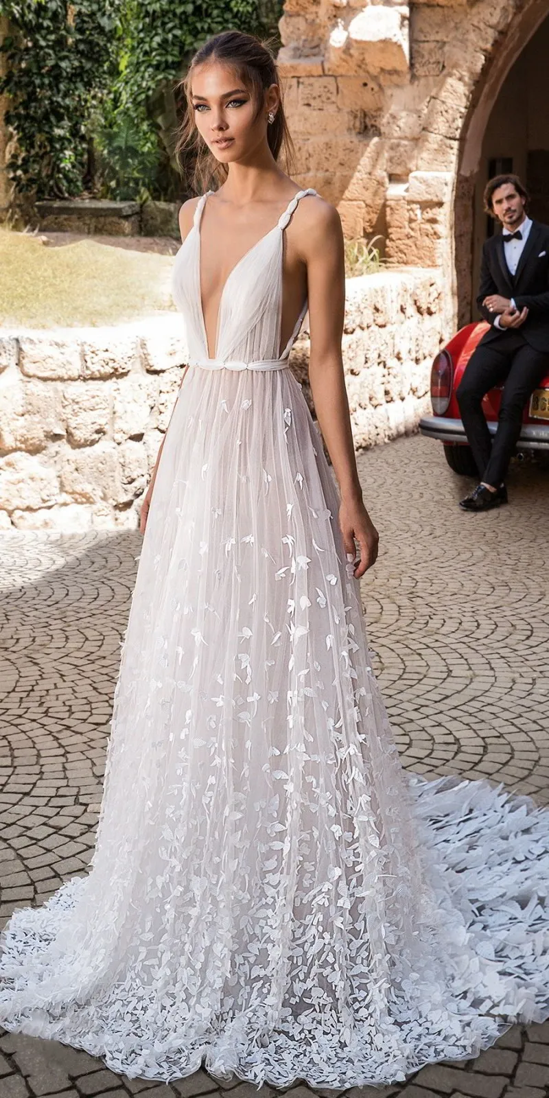 2020 Elihav Sasson Wedding Dresses Spaghetti Backless Wedding Gowns With Appliques abiti da sposa Beach Wedding Dress
