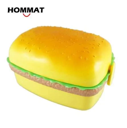 Hamburger Hambúrguer Forma Japonesa Bento Box Lancheira Para Crianças Recipiente De Alimentos LunchB w / Plástico Cozinha Comida Caixa De Alimentos Novidade Piquenique
