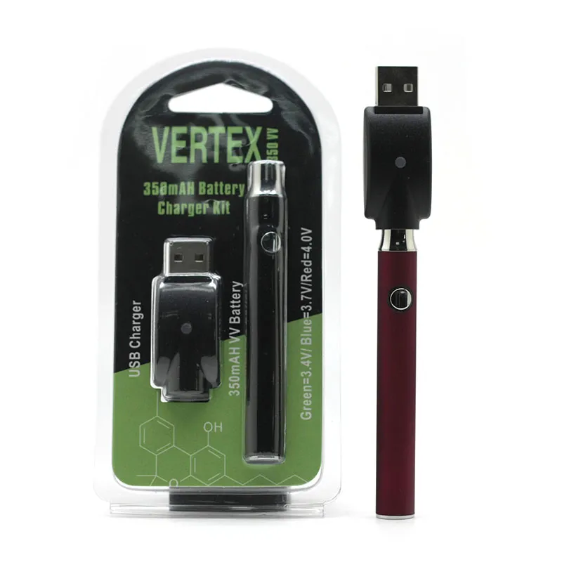 Vertex LAW Co2 VV Preheat Battery Kits LO Oil Vaporizer 510 Vape Pen Preheating Batteries 350mah BOGO 