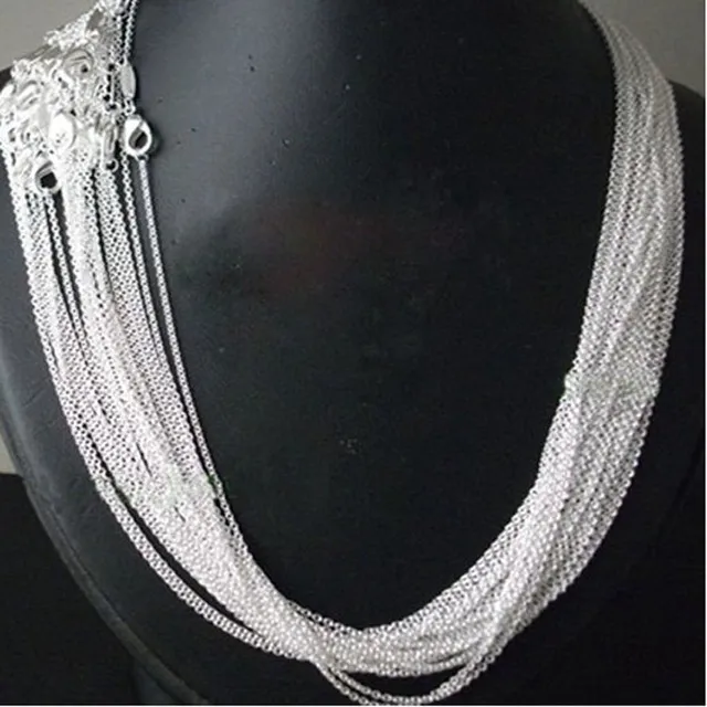 Promotion! wholesale 50pcs/ lot bulk 925 stamped Silver Plated 1mm Link Rolo Chains 16",18" ,20",22",24 inch,925 women's Jewelry