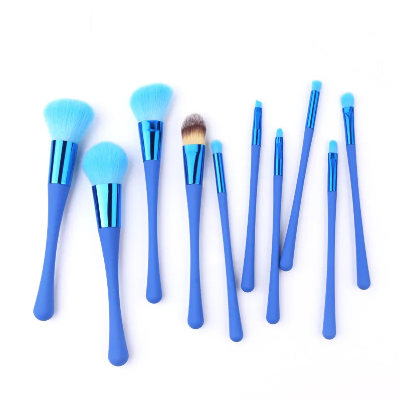 10 stks Professionele Make-up Borstels Set Blauw Rode Kleur Oogschaduw Wenkbrauw Lippenborstels Foundation Powder Concealer Brush Beauty Tools